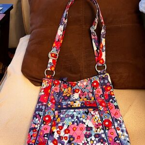 Vera Bradley Pink and Red Crossbody Bag with Quilted Design